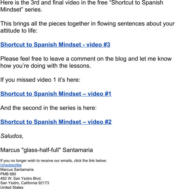 Shortcut to Spanish Mindset – Free video #3