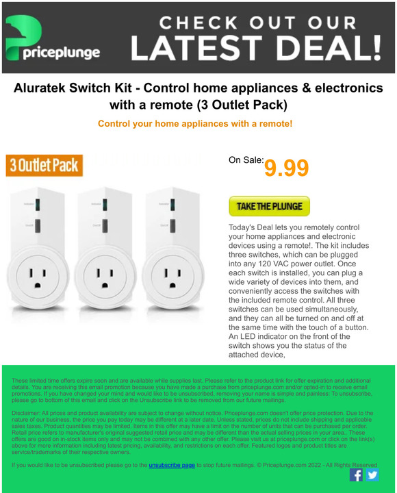 This Device lets you control home electronics with a remote, 3 Outlet Pack