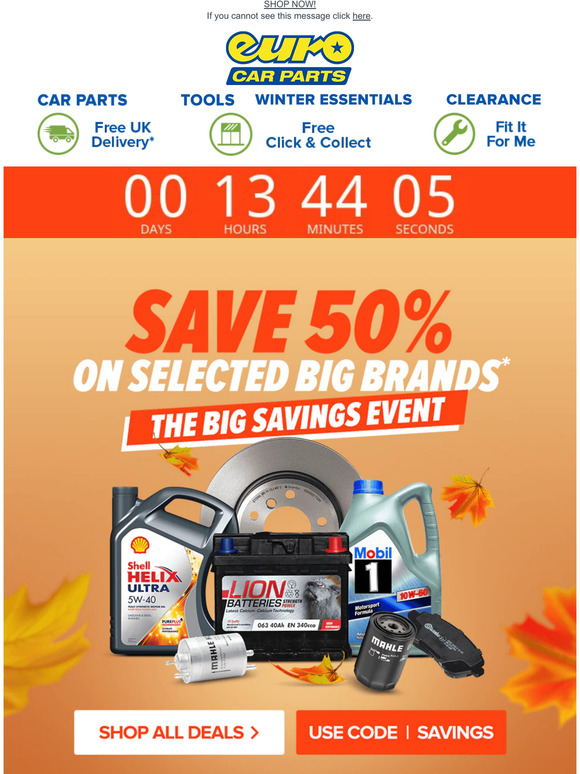 Euro Car Parts Final Countdown! Sale Ends Tonight! Grab 50 Off Bosch Now! Milled