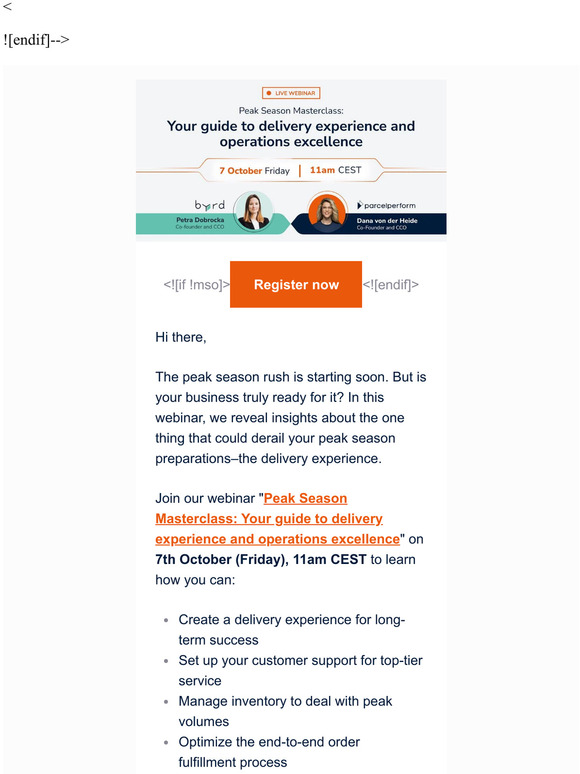 Webinar: byrd x Parcel Perform - Why your delivery process can make or break your peak season success 📦