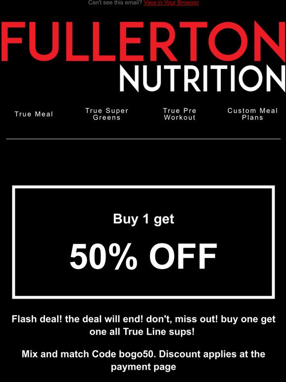 50% off Fullerton Nutrition Bogo