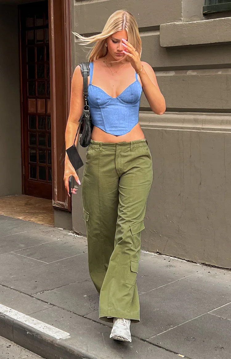 Image of Millie Khaki Low Rise Cargo Trousers