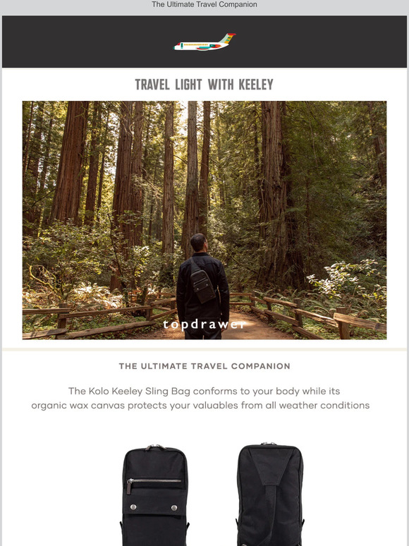Topdrawer Travel Light with Kolo's Keeley Sling Backpack. Milled