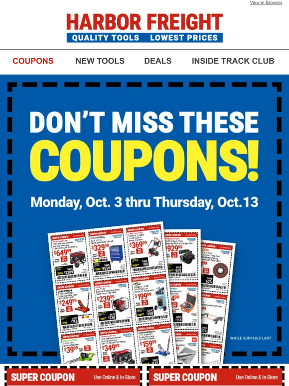 Harbor Freight Tools Even More COUPON DEALS! Open to See How Much You