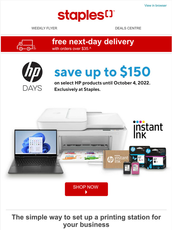 Staples CA Set up a printing station for your business Milled