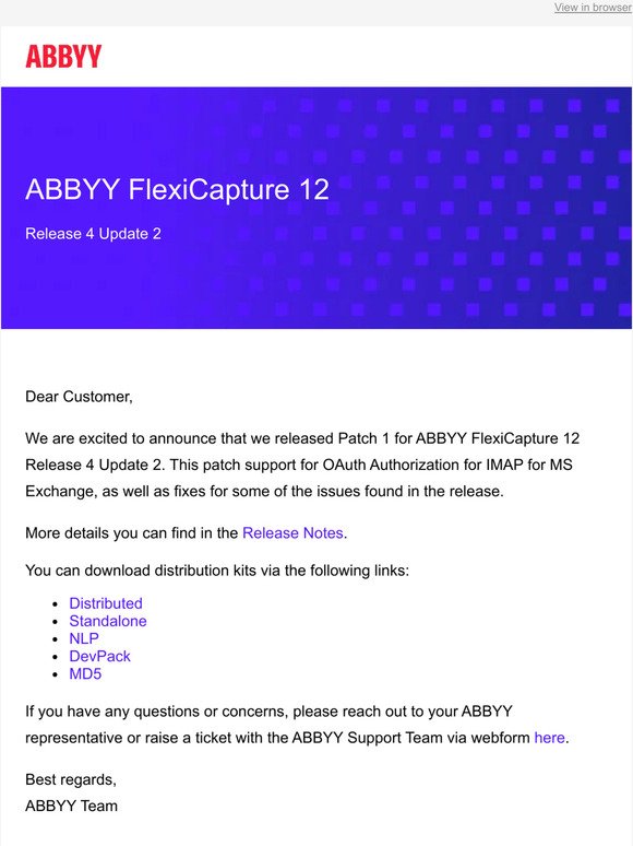 Patch 1 for ABBYY FlexiCapture 12 Release 4 Update 2