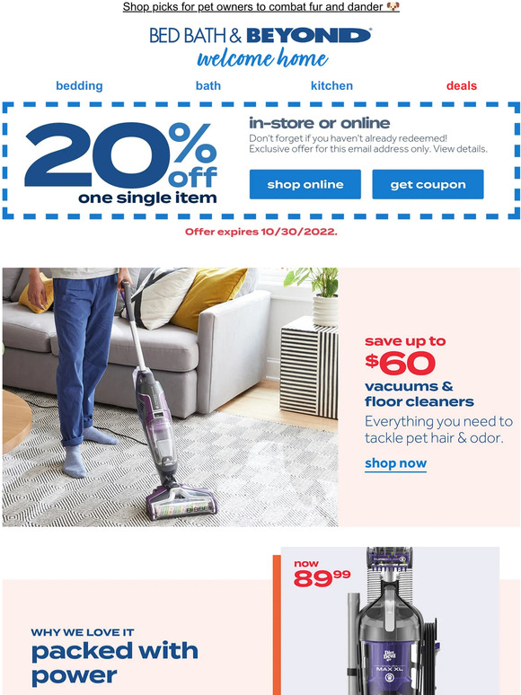 Bed Bath & Beyond: SAVE 20% when you spend $100 or more on ...