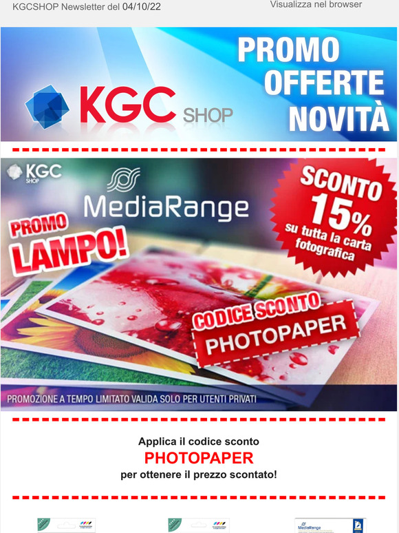 ★ PROMO CARTA FOTOGRAFICA: approfitta del codice sconto! ★
