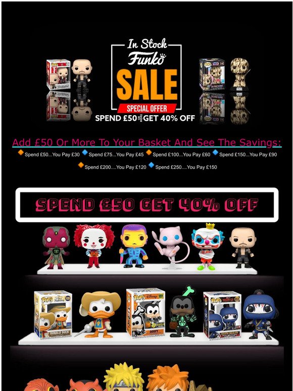 💣 Spend £50 Or More On In Stock Funko Get 40% Off