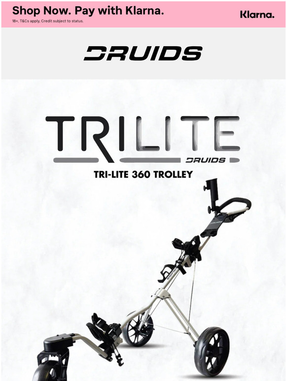 Druids Golf TriLite The UK’s best value trolley Available Now! Milled