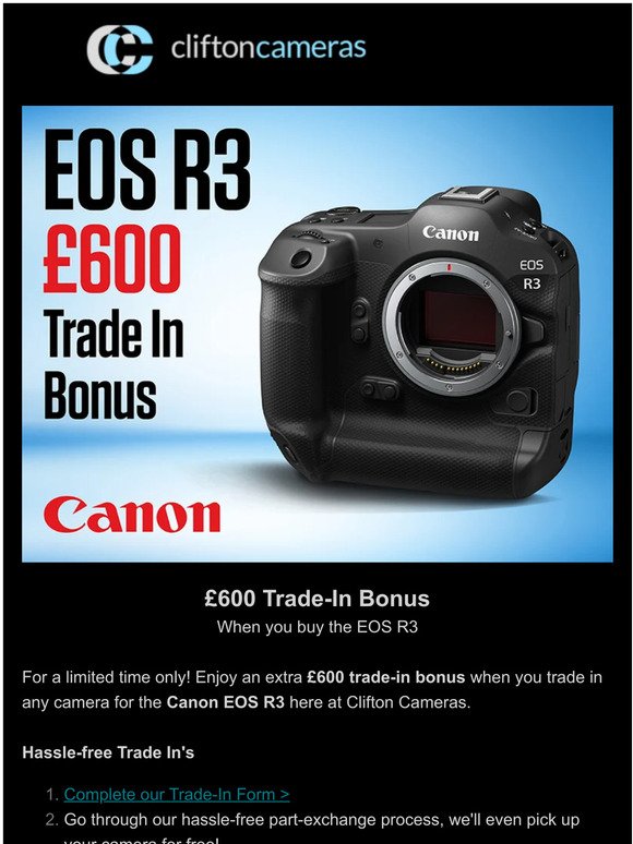 Canon EOS R3 💸HUGE £600 Trade-In Bonus