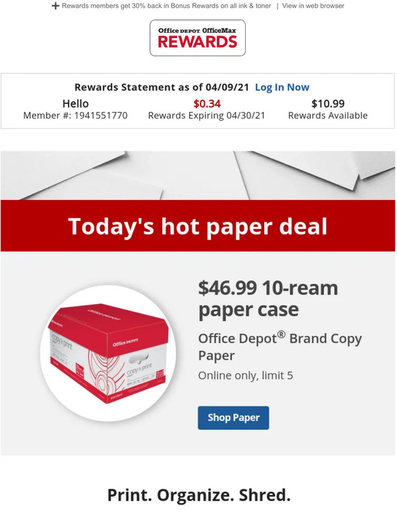 Office Depot® OfficeMax® Today's ♨️ HOT paper deal is here > > > 46.