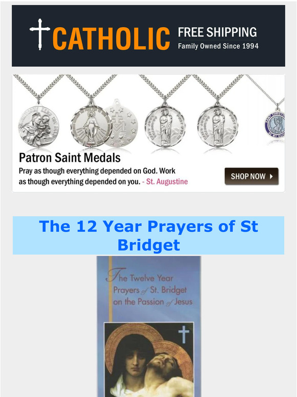 Catholic Free Shipping: The 12 Year Prayers of St Bridget on the