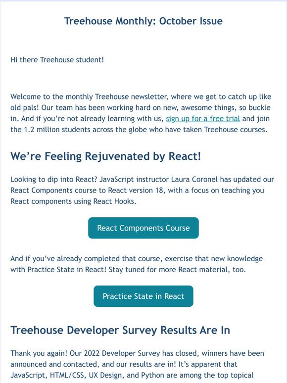 New React Material! | Treehouse October Newsletter