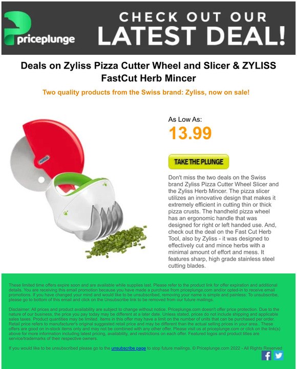 Deals on Zyliss Pizza Cutter Wheel and Herb Mincer too