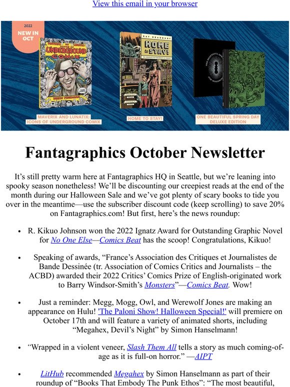 Fantagraphics October Newsletter!