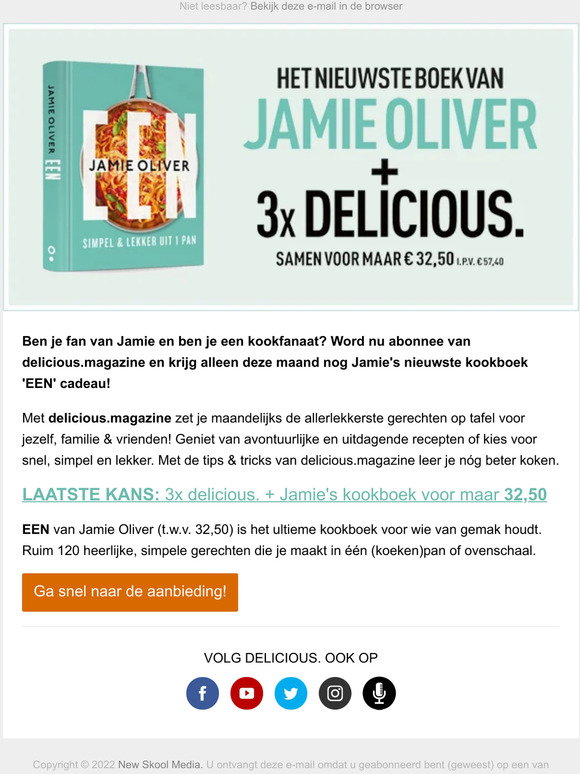 Voorkomen chef String string deliciousmagazine.nl: Nieuwste kookboek Jamie Oliver cadeau bij delicious.  | Milled
