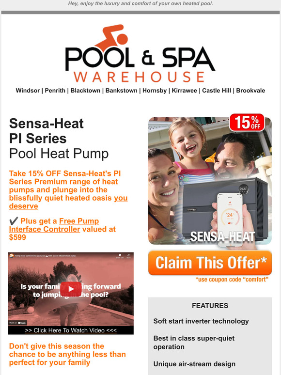 Pool and Spa Warehouse 15 Off SensaHeat PI Series Pool Heat Pumps