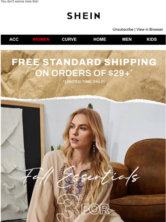 SHEIN FREE shipping for a limited time only! Milled