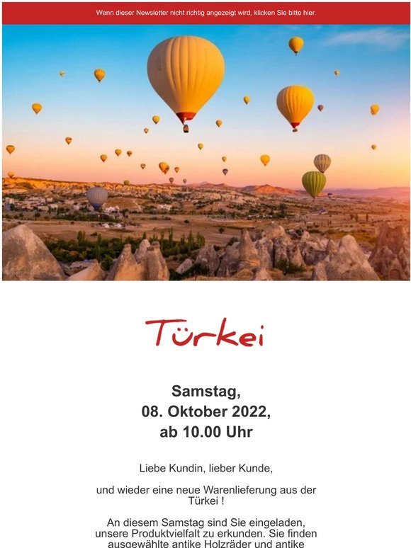 Container-Ankündigung 'Türkei' am 08.10.2022