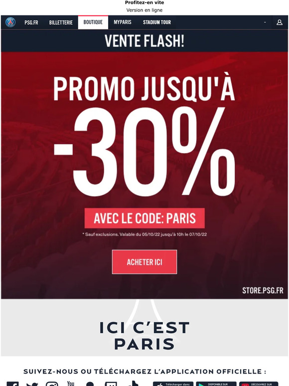 boutique officielle du psg Durée limitée Promos jusqu’à 30 Milled