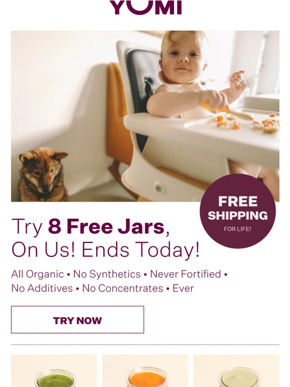 Yumi Here's 8 free jars, on us! Milled
