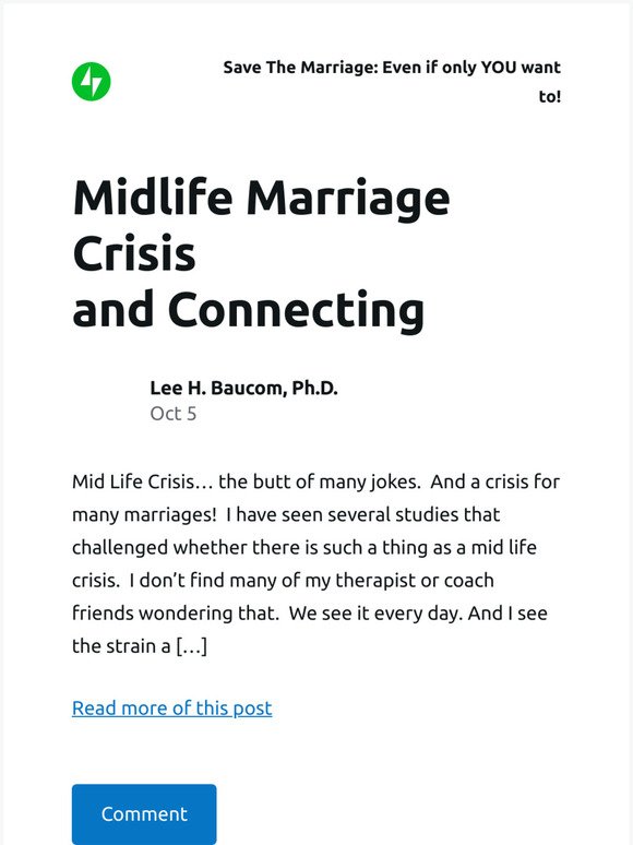 [New post] Midlife Marriage Crisis and Connecting
