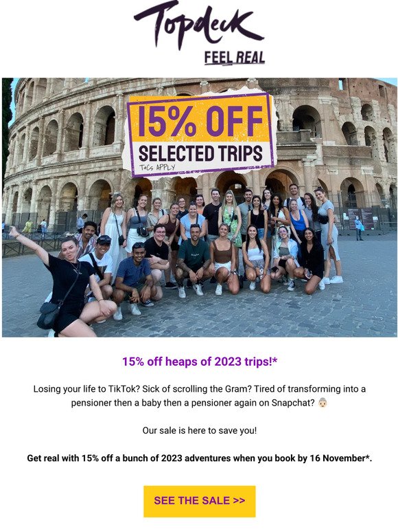 15% off next year’s trip 🚌✨