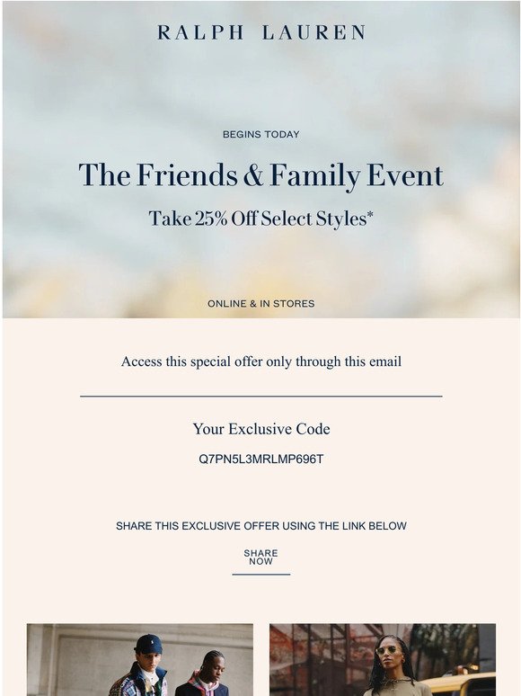 Ralph Lauren: The Friends & Family Event Starts Now | Milled