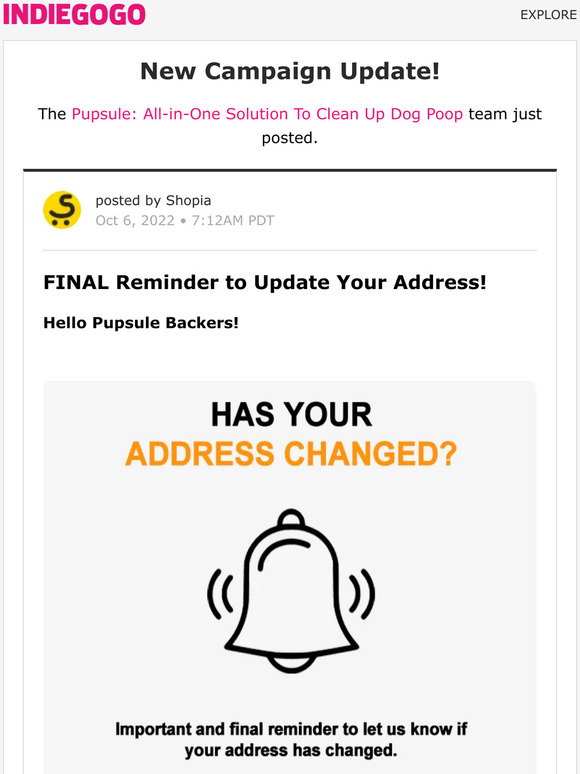 Indiegogo 📢 Update 5 from Pupsule AllinOne Solution To Clean Up