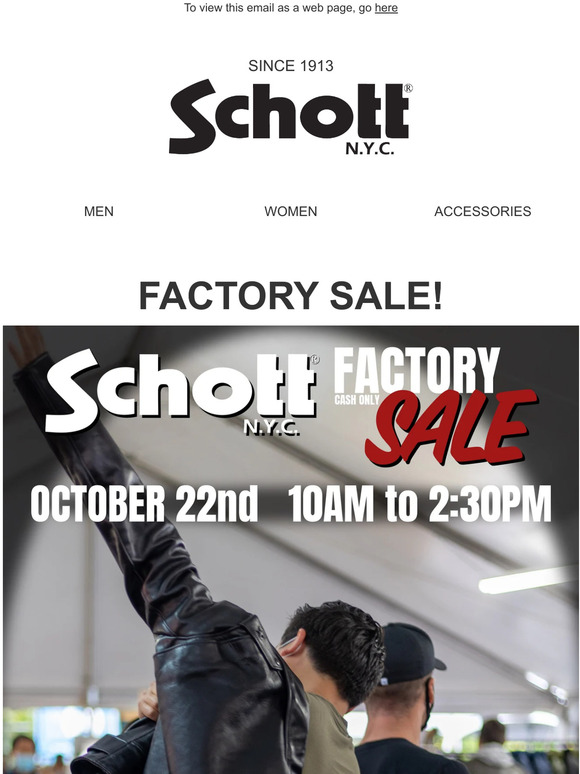 SCHOTT BROS. NYC Schott NYC Annual Factory Sale October 22nd Milled