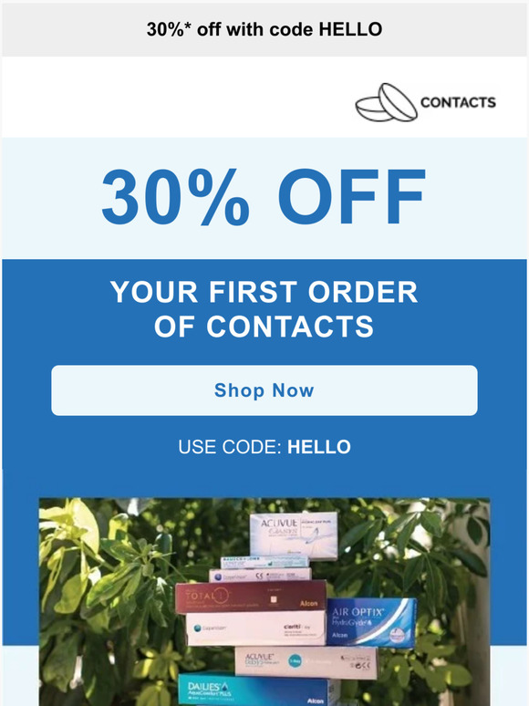 You've unlocked 30% off contacts