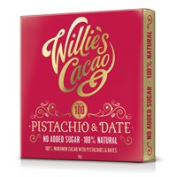 Willie's, Pistachio & date, 100% dark chocolate bar