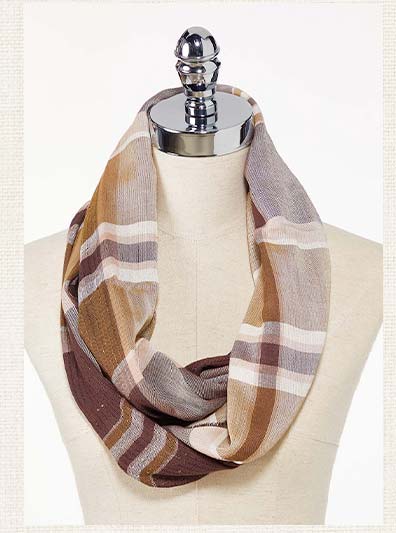 Shop Brown Plaid Infinity Scarf