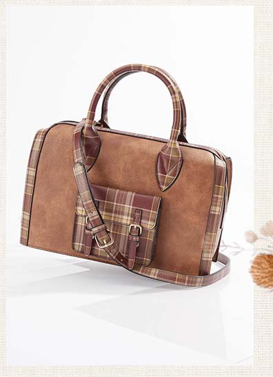 Shop Plaid Trim Utility Satchel