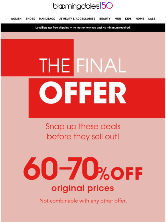 Bloomingdale's The Final Offer Save 6070 Milled