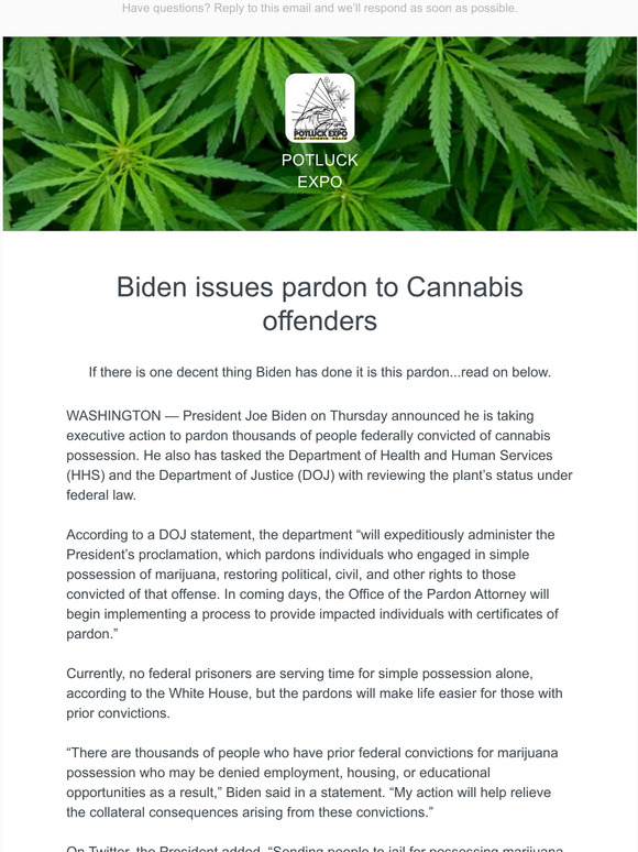 Biden issues pardon to Cannabis offenders