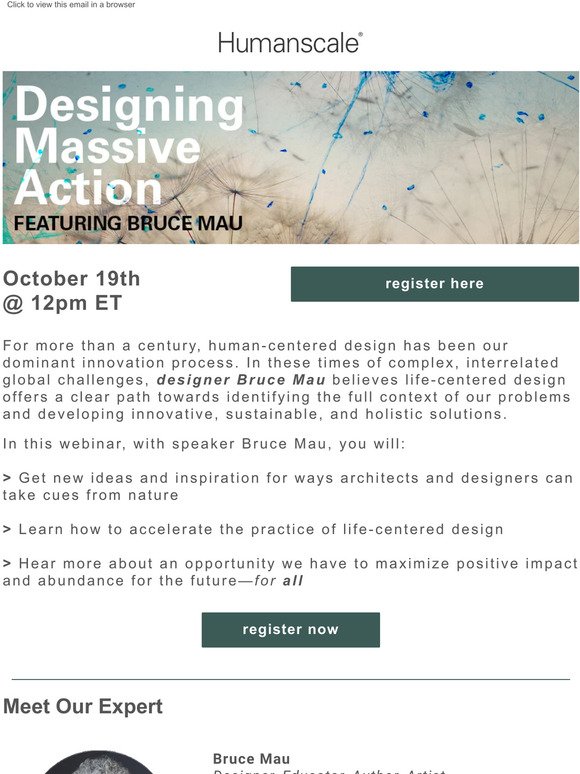 Registration is open! Join designer Bruce Mau on 10/19 for Our Next Webinar