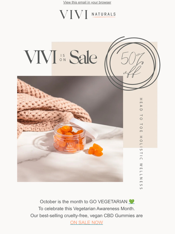 🎉 To celebrate this Vegetarian Awareness Month. Our CBD gummies are ON SALE NOW! 50% OFF 🎁