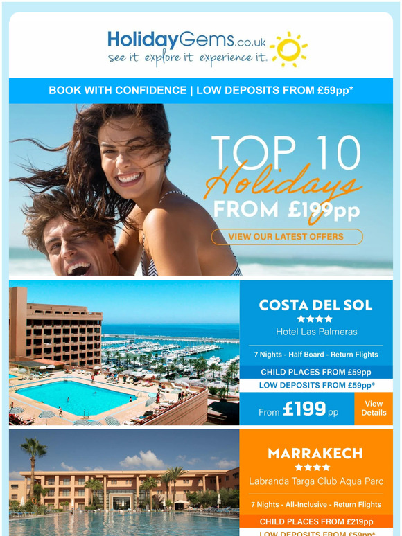 Holiday Gems Top 10! Holiday From Only £199pp Milled