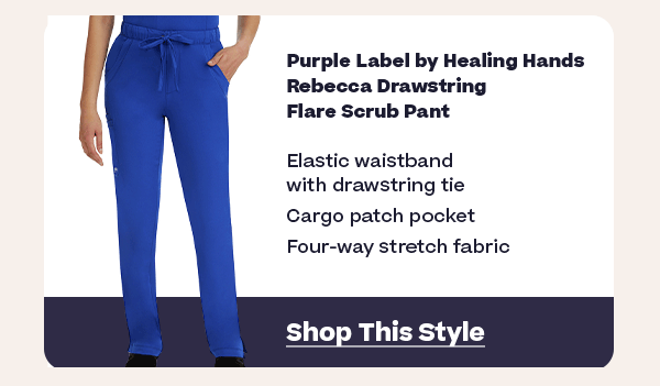 Purple Label by Healing Hands Rebecca Drawstring Flare Scrub Pant