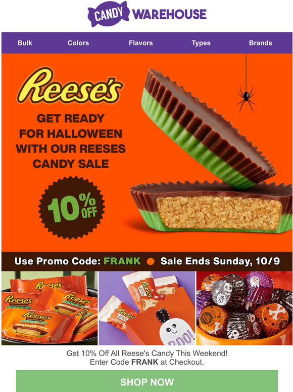 🧛🏻‍♂️ 10% Off Reese's Candy 🎃 Get Ready For Halloween