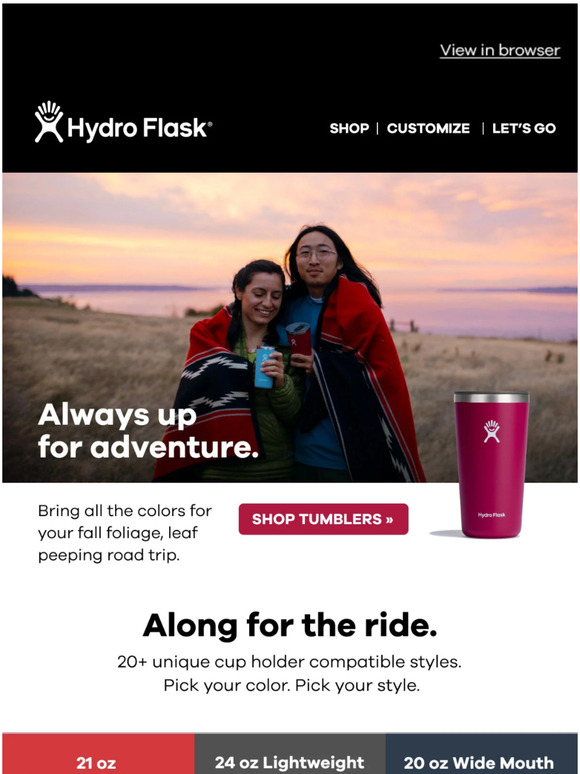 Hydro Flask Cup holder compatible. Milled