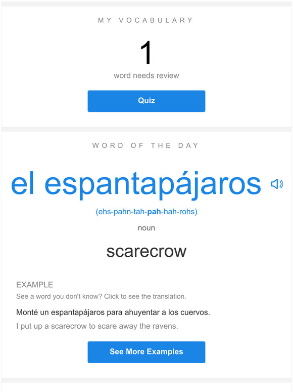 Encontrada SpanishDict Daily Lesson — Review Your Words and Learn "el