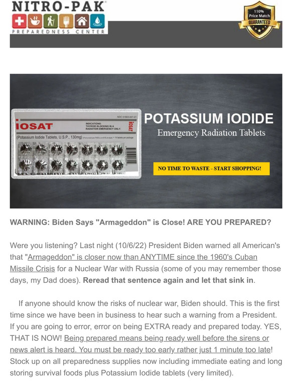 NitroPak Nuclear War? President's "Armageddon" Warning... Milled