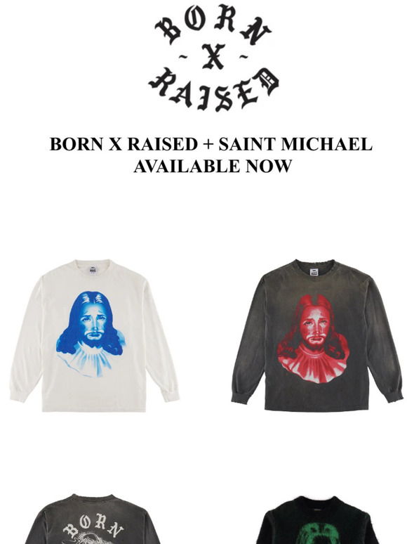 SAINT MICHAEL X BORN X RAISED BORN ロンT - Tシャツ