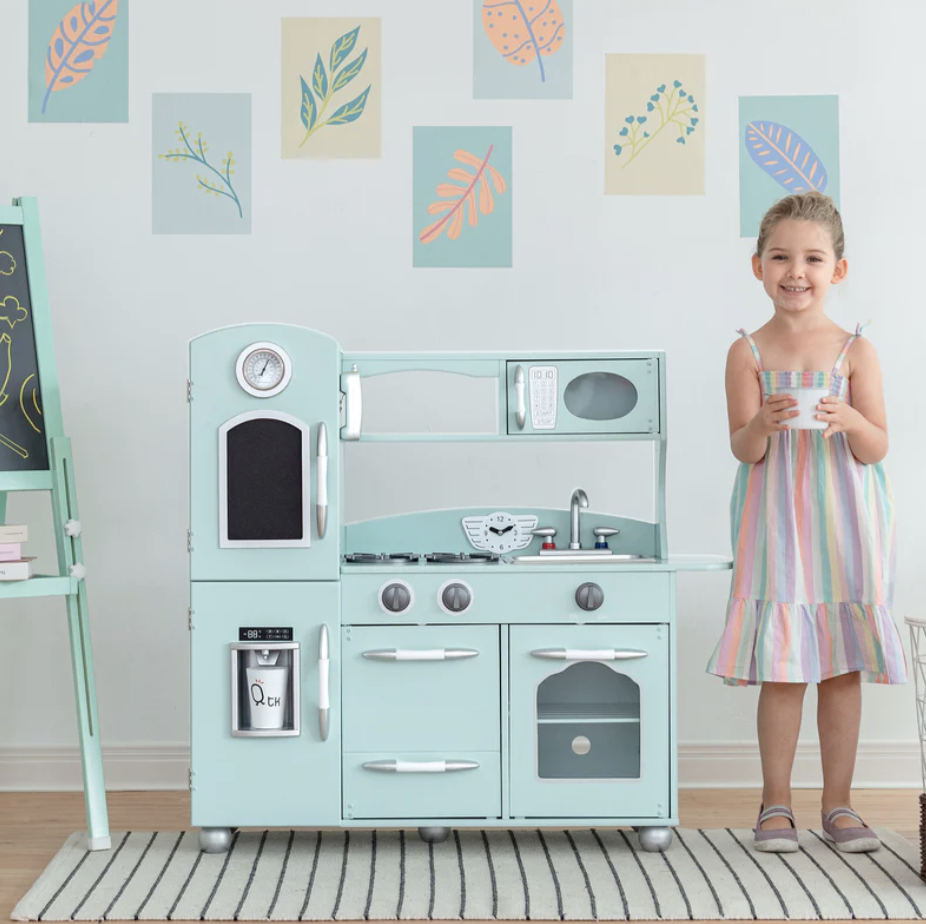 TEAMSON KIDS LITTLE CHEF WESTCHESTER RETRO KIDS KITCHEN PLAYSET, MINT