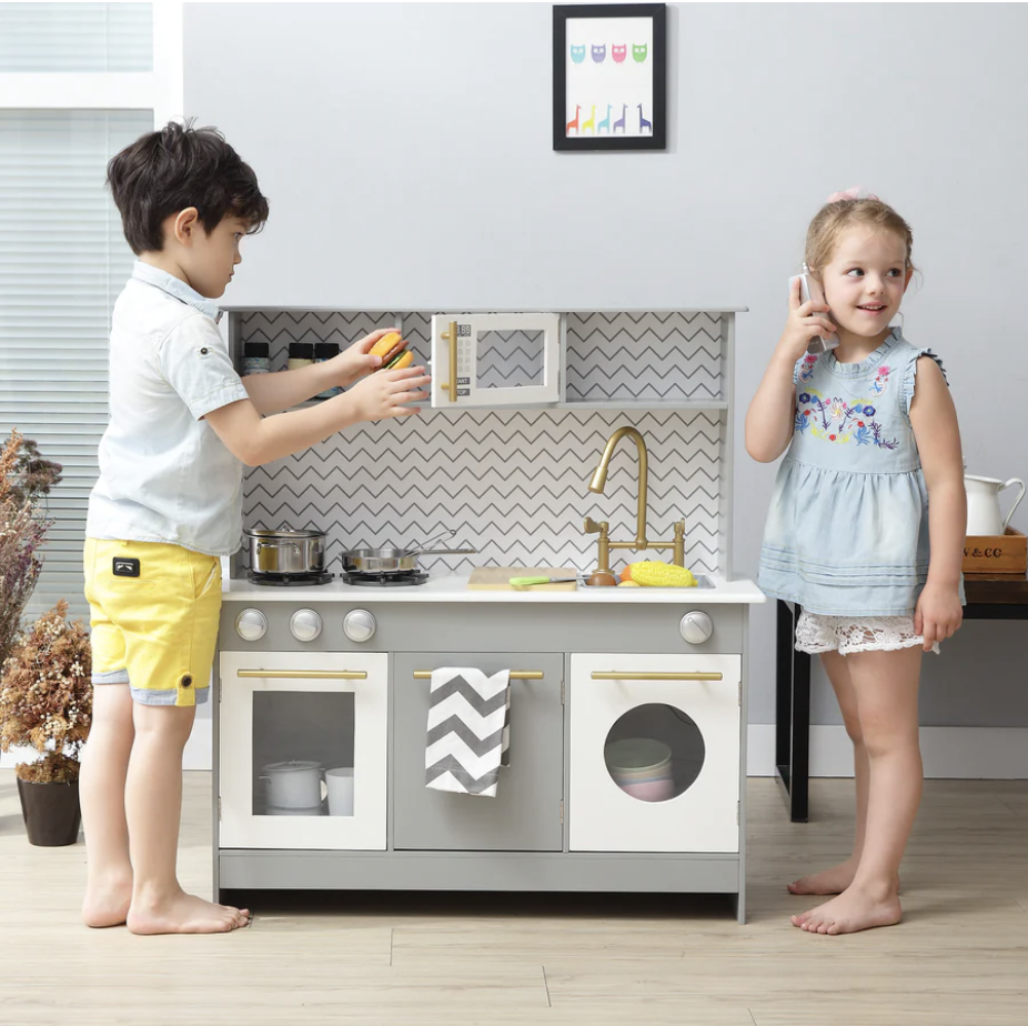TEAMSON KIDS - LITTLE CHEF BERLIN MODERN PLAY KITCHEN - GREY / WHITE
