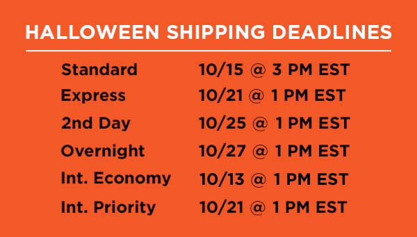 Halloween shipping deadlines