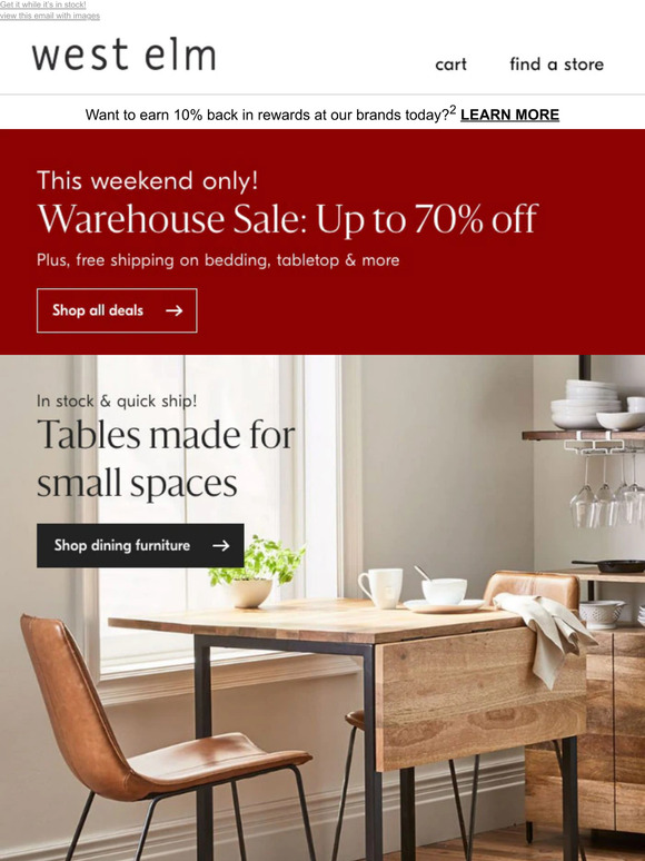 west elm Quickship tables, perfect for small spaces Milled